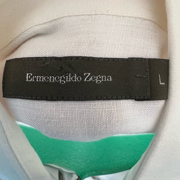 Cream Zegna button down. Mens L. Like new - Picture 2 of 2